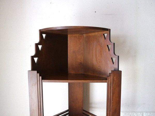 アールデコ artdeco ビンテージ 木製コーナーキャビネット Vintage corner cabinet シェルフ 本棚 飾り棚 ◎