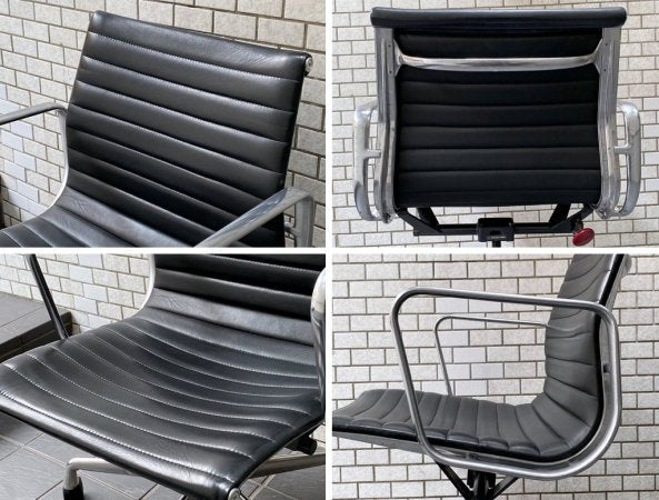 ハーマンミラー Herman Miller アルミナムグループ マネジメントチェア ローバック レザーシート 5本脚 C&Rイームズ ミッドセンチュリー B ■