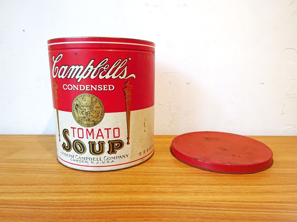 US ビンテージ キャンベル Campbell's トマトスープ 缶 SOUP トラッシュボックス アンディ ウォーホル CHEINCO 店舗什器 ★
