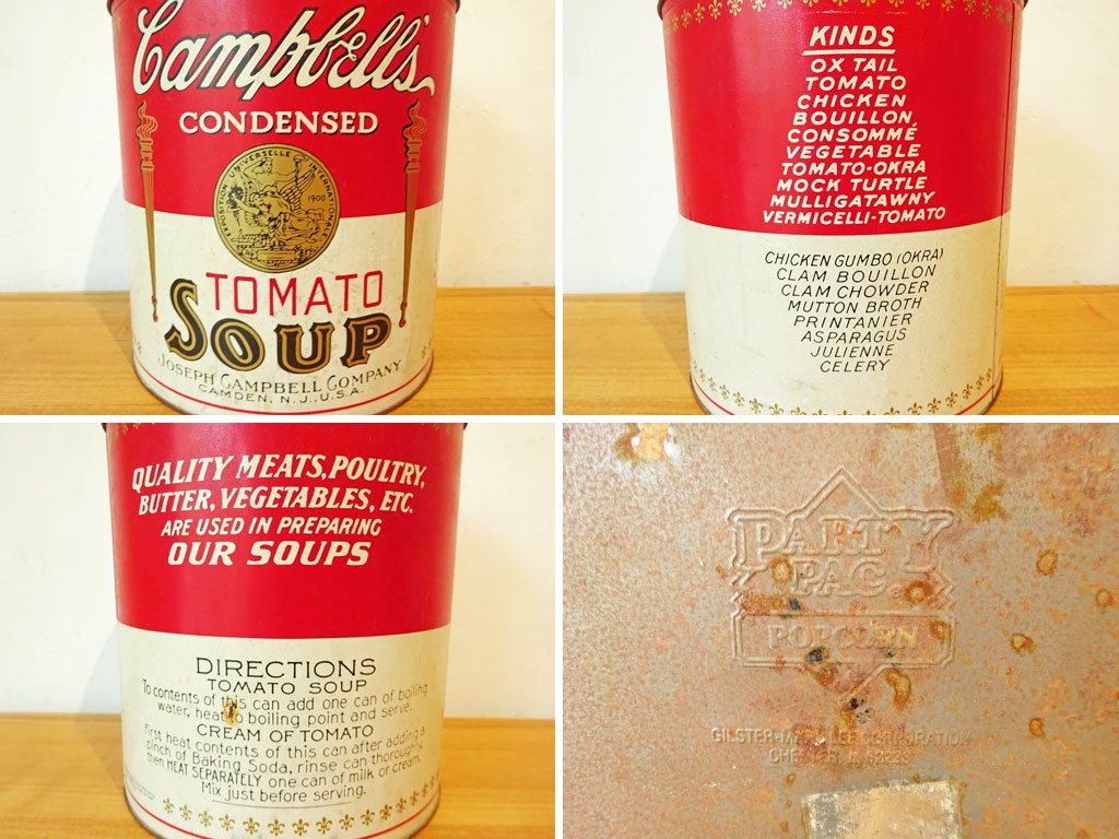 US ビンテージ キャンベル Campbell's トマトスープ 缶 SOUP トラッシュボックス アンディ ウォーホル CHEINCO 店舗什器 ★