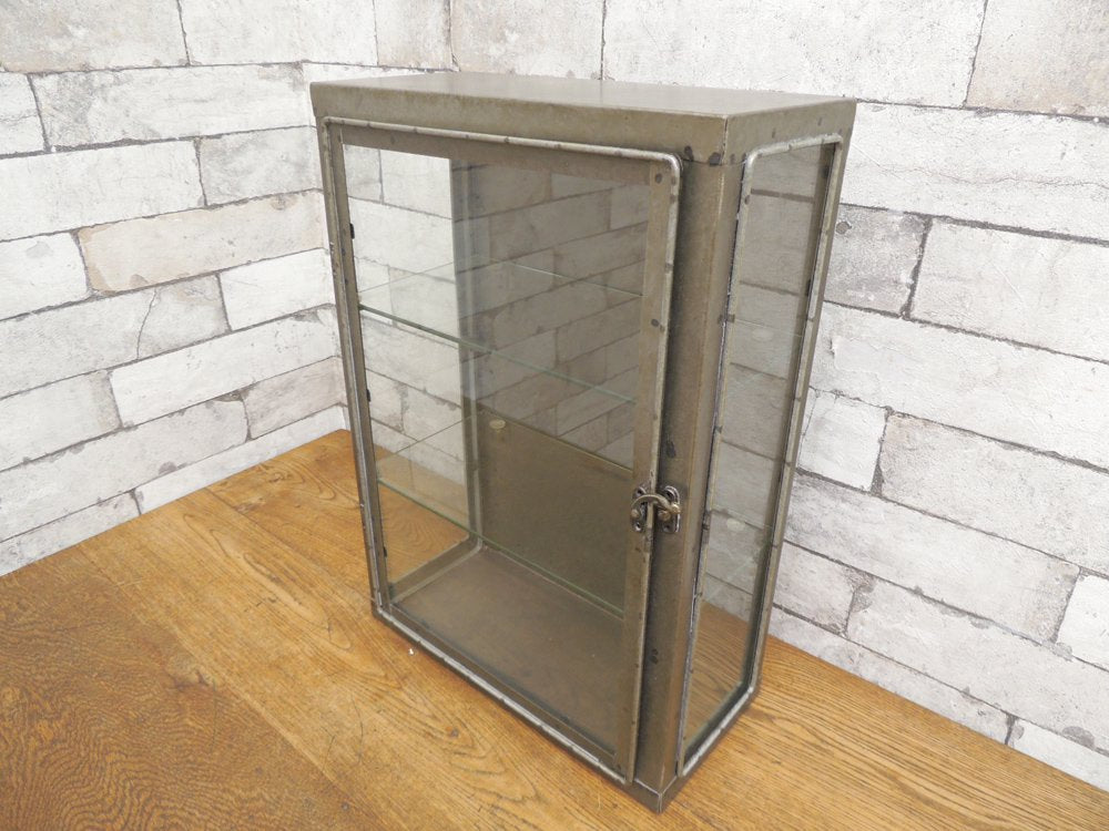 インダストリアルデザイン Industrial Design ガラス × スチール ショーケース 小型収納 ディスプレイケース 店舗什器 ビンテージスタイル  ●