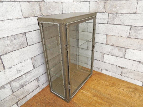 インダストリアルデザイン Industrial Design ガラス × スチール ショーケース 小型収納 ディスプレイケース 店舗什器 ビンテージスタイル  ●
