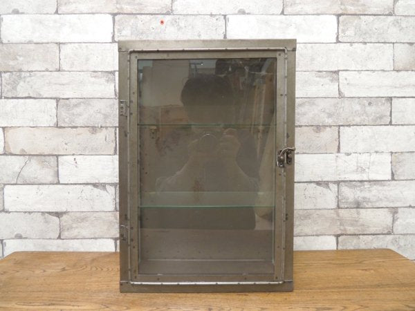 インダストリアルデザイン Industrial Design ガラス × スチール ショーケース 小型収納 ディスプレイケース 店舗什器 ビンテージスタイル  ●