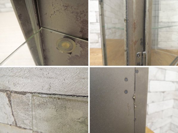 インダストリアルデザイン Industrial Design ガラス × スチール ショーケース 小型収納 ディスプレイケース 店舗什器 ビンテージスタイル  ●