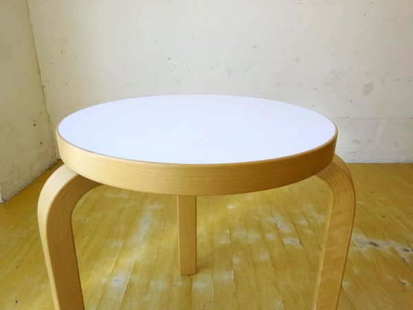 アルテック artek スツール60 Stool60 バーチ材 × ホワイトラミネート 3本脚 アルヴァ・アアルト フィンランド 北欧家具 元箱付 ★