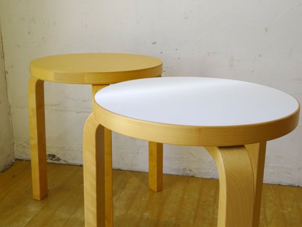 アルテック artek スツール60 Stool60 バーチ材 × ホワイトラミネート 3本脚 アルヴァ・アアルト フィンランド 北欧家具 元箱付 ★