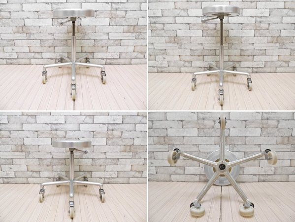 タカラベルモント TAKARA BELMONT D STOOL ALUMI スツール アルミ BEAUTY CHAIR SC-240W 美容室 スペースエイジ 現行品定価37,400円 ●