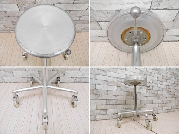 タカラベルモント TAKARA BELMONT D STOOL ALUMI スツール アルミ BEAUTY CHAIR SC-240W 美容室 スペースエイジ 現行品定価37,400円 ●