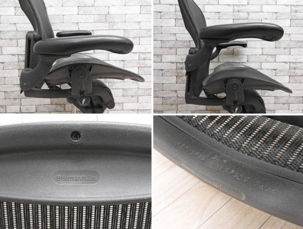 ハーマンミラー Herman Miller アーロンチェア Aeron Chair スタンダード Bサイズ グラファイトカラー グラファイトベース デスクチェア フル装備 ●