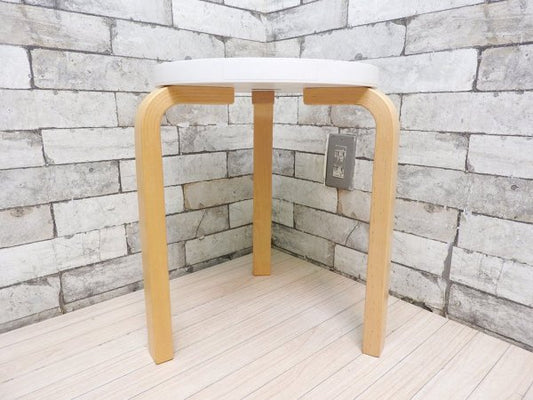 アルテック Artek Stool60 スツール 80周年記念モデル ホワイトラッカー アルヴァ・アアルト 北欧家具 ●