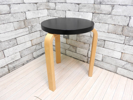 アルテック Artek Stool60 スツール 80周年記念モデル ブラックラッカー アルヴァ・アアルト 北欧家具 ●