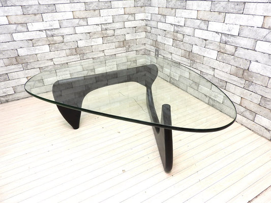 イサムノグチ Isamu Noguchi コーヒーテーブル Coffee Table ガラス天板厚19mm リプロダクト品 デザイナーズ家具 名作 現状品 ●