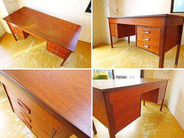 デンマークビンテージ Danish Vintage チーク材 両袖デスク パーソナルデスク 北欧家具 Teak Double sleeve desk★