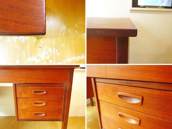 デンマークビンテージ Danish Vintage チーク材 両袖デスク パーソナルデスク 北欧家具 Teak Double sleeve desk★