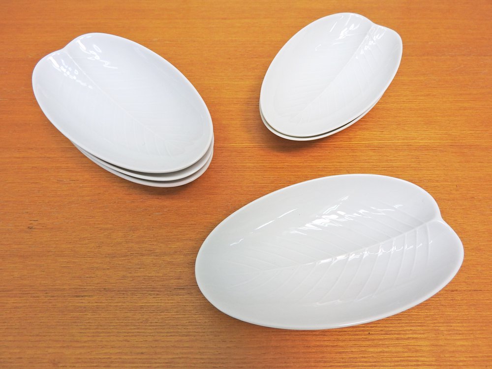 ローゼンタール Rosenthal カレリア Karelia リーフ Leaf プレート 中 6点セット タピオ・ウィルカラ Tapio Wirkkala 白磁 ドイツ ビンテージ C ●