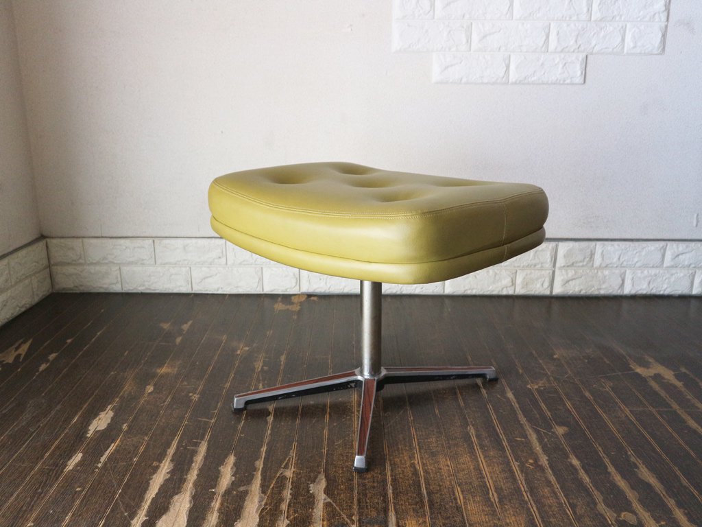 ピーム PeeM 70’s ビンテージ スツール オットマン グリーン系レザー 希少 北欧 フィンランド 現状品 ◎