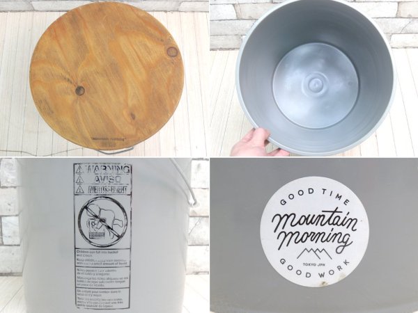 ワンウッド ONE WOOD×マウンテンモーニング mountain morning パイルスツール PAIL STOOL ラーチ材 グレー アウトドア CO.NNECT.  ●