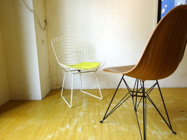 ノル Knoll 420 サイドチェア 420 Side chair ワイヤーチェア シートパッド付き ハリー・ベルトイア ホワイト ノール ★