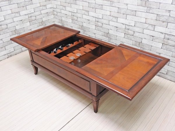 ヨーロピアンクラシカルデザイン ワインラック付き ローテーブル W120cm イタリア ●