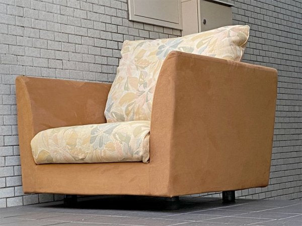 アルフレックス arflex エーソファ A SOFA 1人掛け フェザー背クッション カバーリング 植物柄ファブリック イタリアモダン ■