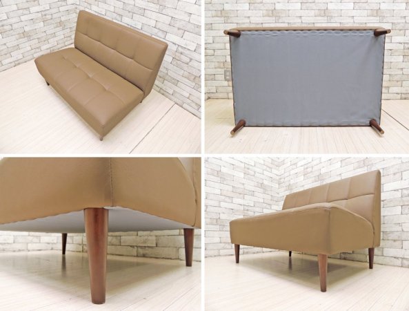 ビーカンパニー B-company キャロル CAROL 2人掛けソファ PVCレザー ブラウン レトロスタイル 定価：￥45,100- ●