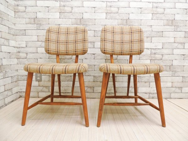 カロレ calore リオ RIO ダイニングチェア ビーチ材 × ファブリックシート チェック柄 2脚セット 定価：1脚￥39,900-以上 ●