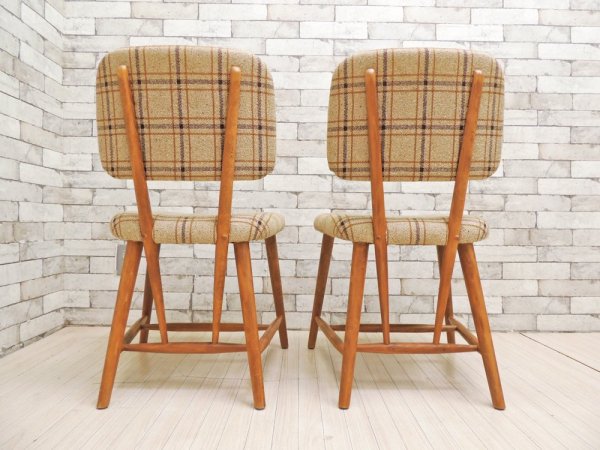 カロレ calore リオ RIO ダイニングチェア ビーチ材 × ファブリックシート チェック柄 2脚セット 定価：1脚￥39,900-以上 ●