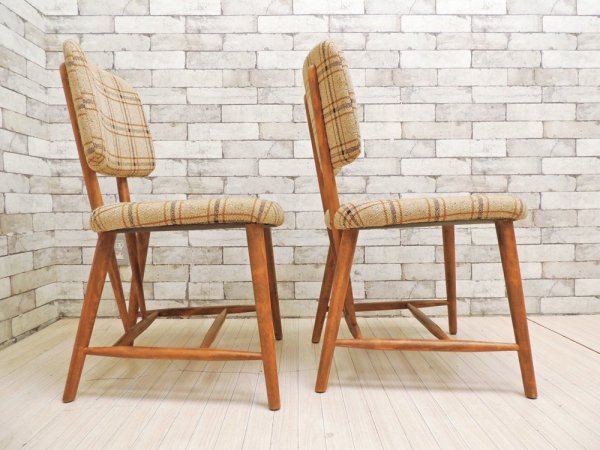 カロレ calore リオ RIO ダイニングチェア ビーチ材 × ファブリックシート チェック柄 2脚セット 定価：1脚￥39,900-以上 ●