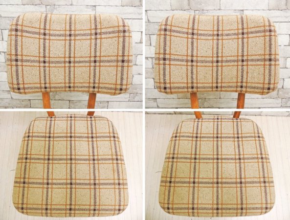 カロレ calore リオ RIO ダイニングチェア ビーチ材 × ファブリックシート チェック柄 2脚セット 定価：1脚￥39,900-以上 ●