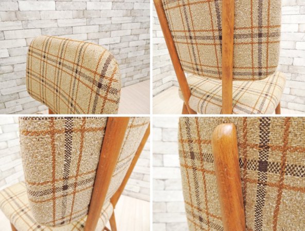 カロレ calore リオ RIO ダイニングチェア ビーチ材 × ファブリックシート チェック柄 2脚セット 定価：1脚￥39,900-以上 ●