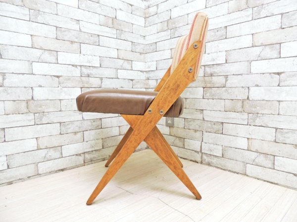 コンプレックス COMPLEX スパイチェア SPY CHAIR ダイニングチェア メープル材 ストライプ柄 ファブリック × PVCレザー ●