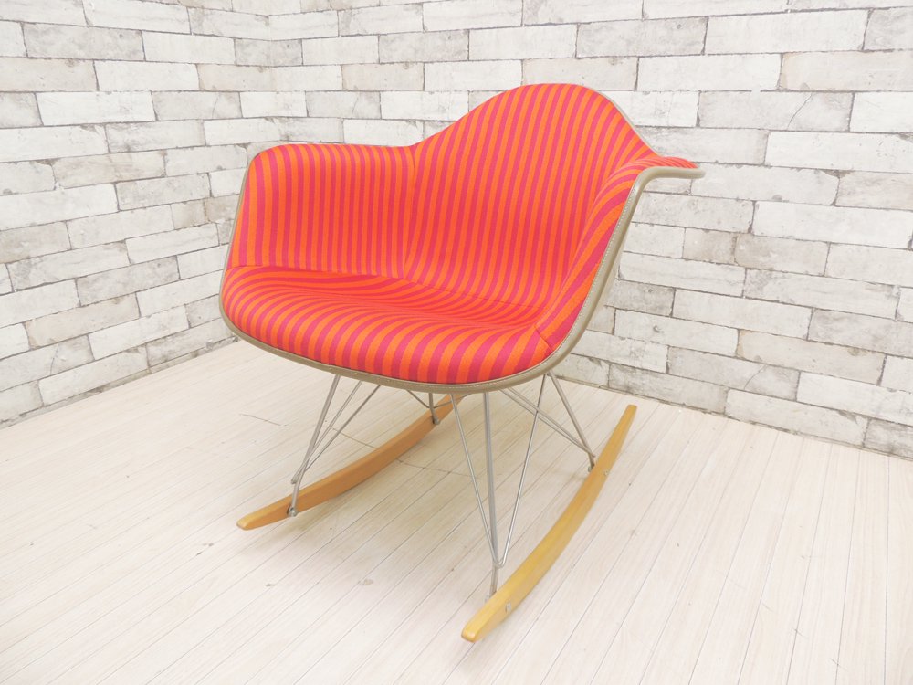 ハーマンミラー Herman Miller アームシェルチェア 2nd ビンテージ FRP ロッカーベース マハラム社 ストライプ Toostripe ジラルド生地 イームズ ミッドセンチュリー ●