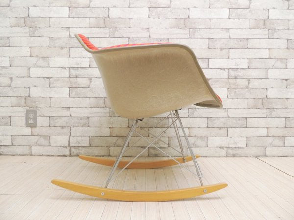 ハーマンミラー Herman Miller アームシェルチェア 2nd ビンテージ FRP ロッカーベース マハラム社 ストライプ Toostripe ジラルド生地 イームズ ミッドセンチュリー ●