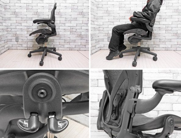 ハーマンミラー Herman Miller アーロンチェア Aeron Chair Aサイズ ポスチャーフィット クラシックカーボン グラファイトベース デスクチェア フル装備 ●