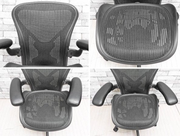 ハーマンミラー Herman Miller アーロンチェア Aeron Chair Aサイズ ポスチャーフィット クラシックカーボン グラファイトベース デスクチェア フル装備 ●