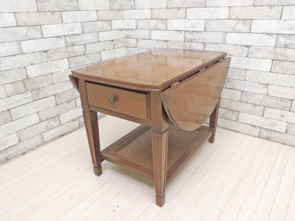 ヨーロピアンクラシカルデザイン バタフライサイドテーブル ラタン コーヒーテーブル W41-65-89.5cm アンティークスタイル ●