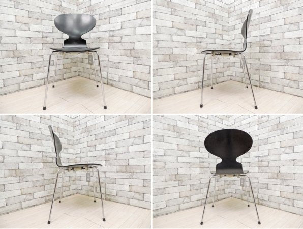 フリッツハンセン Fritz Hansen アントチェア ブラックラッカー アルネ・ヤコブセン Arne Jacobsen デンマーク 北欧家具 定価￥44,000- B ●