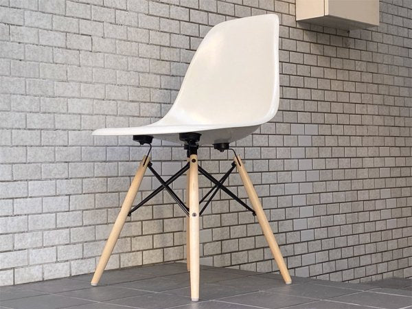 ハーマンミラー Herman Miller サイドシェルチェア 現行FRP製 ホワイト ドゥエルレッグ C&R イームズ DSW ミッドセンチュリー ■