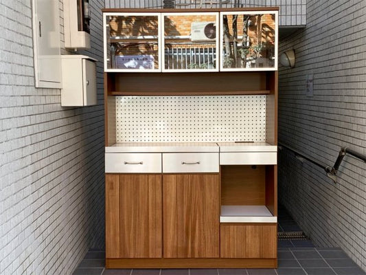 ウニコ unico ストラーダ STRADA キッチンボード レンジボード 食器棚 アッシュ材 W120cm オープンタイプ 廃番 ■