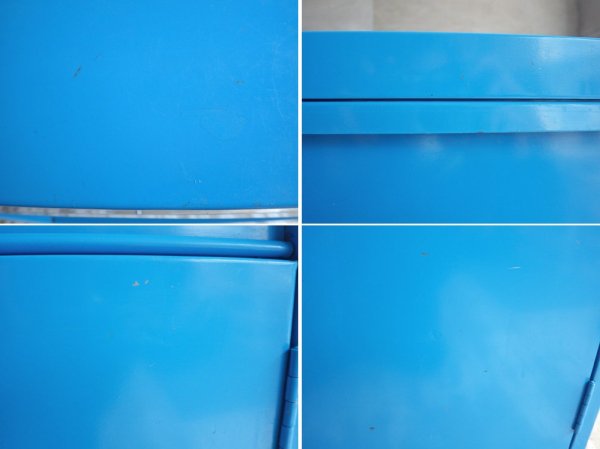 インダストリアルデザイン スチール製 ミニロッカー サイドキャビネット ナイトテーブル 小型収納 ブルー ♪