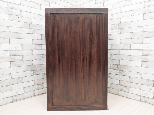 ビンテージスタイル Vintage Style 木製キャビネット 3段 ダークブラウン プッシュオープン H100cm ●