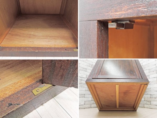 ビンテージスタイル Vintage Style 木製キャビネット 3段 ダークブラウン プッシュオープン H100cm ●