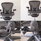 ハーマンミラー HermanMiller アーロンチェアライト Aeron Chair Lite アーム付 Bサイズ ポスチャーフィット クラシックカーボン グラファイトベース ◇