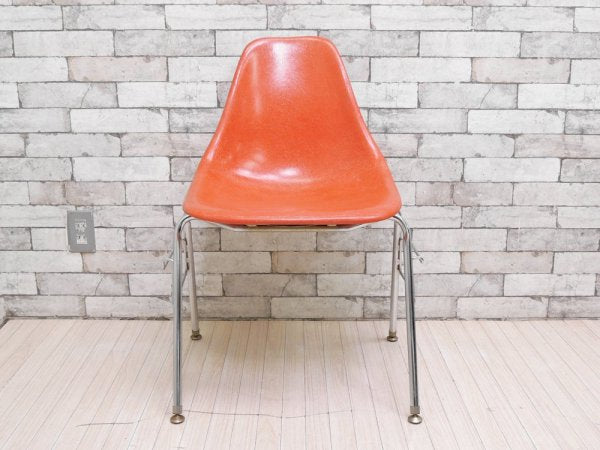 バーク Burke シェルチェア FRP オレンジ スタッキングベース USビンテージ Vintage ミッドセンチュリー アメリカ ●