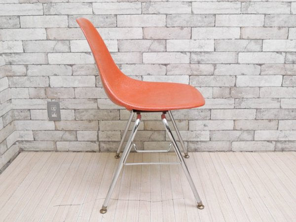 バーク Burke シェルチェア FRP オレンジ スタッキングベース USビンテージ Vintage ミッドセンチュリー アメリカ ●