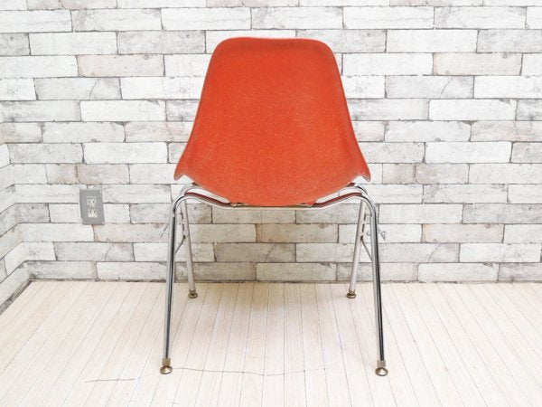 バーク Burke シェルチェア FRP オレンジ スタッキングベース USビンテージ Vintage ミッドセンチュリー アメリカ ●