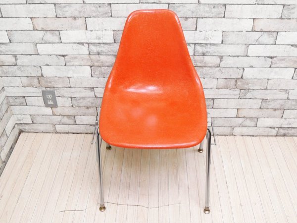 バーク Burke シェルチェア FRP オレンジ スタッキングベース USビンテージ Vintage ミッドセンチュリー アメリカ ●