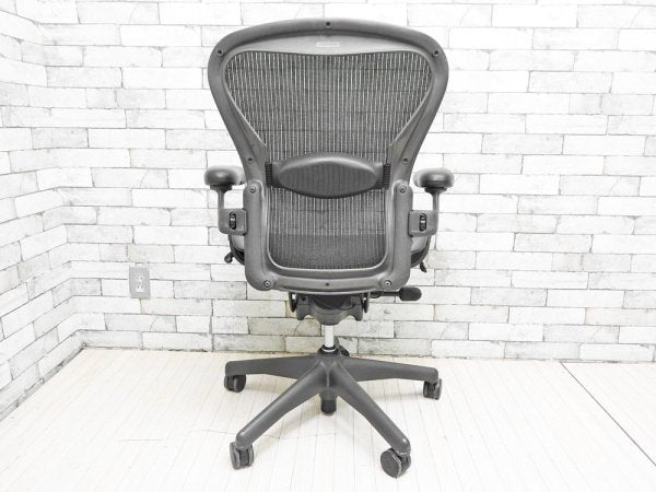 ハーマンミラー Herman Miller アーロンチェア Aeron Chair Bサイズ ランバーサポート クラシックカーボン グラファイトベース デスクチェア 現状品 ●