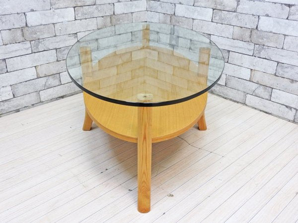 フランフラン Francfranc オーガ リビングテーブル ローテーブル アッシュ材 ガラス天板 オーバル ●