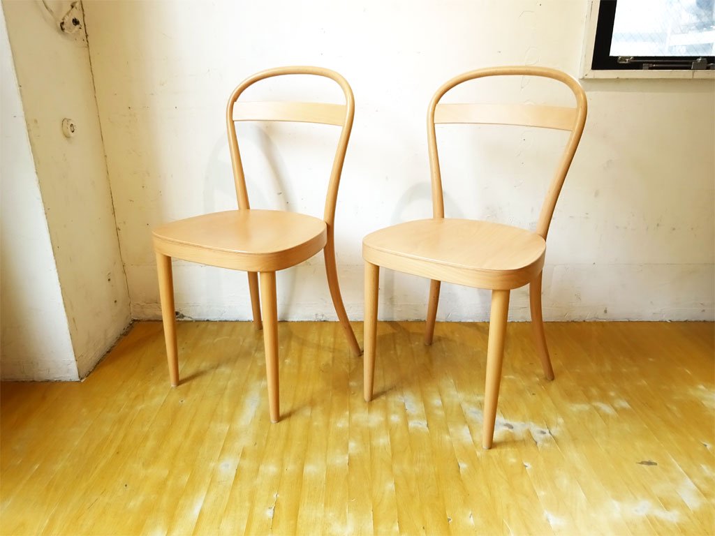 無印良品 MUJI トーネット THONET No.13 ブナ材曲げ木チェア ダイニングチェア 板座 2脚セット A ★